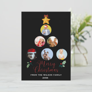 Carte de Noël avec arbre et photo de famille perso