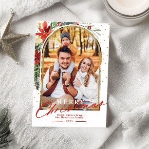 Carte de Noël avec arche pour photo de famille Joy