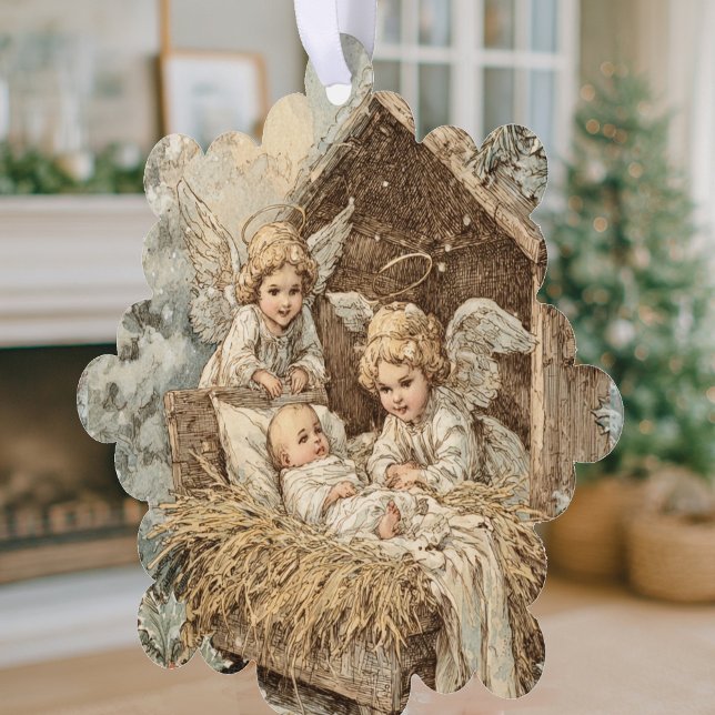 Carte de Noël avec bébé Flocon Cadre Ornement (Créateur téléchargé)