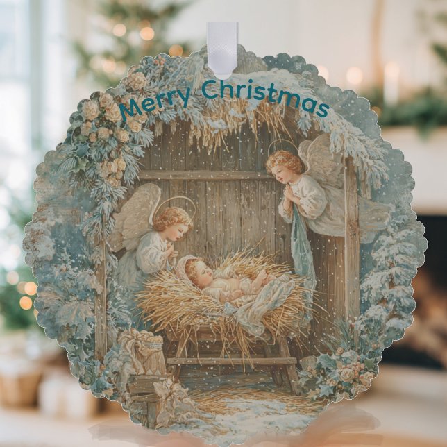 Carte de Noël avec bébé Flocon Cadre Ornement (Créateur téléchargé)
