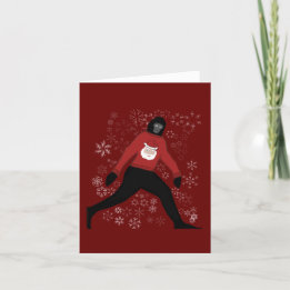 carte de noël avec bigfoot et père Noël