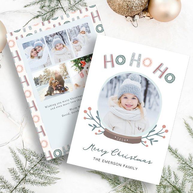Carte de Noël avec boule à neige photo (Photo Snow Globe Christmas Card
)