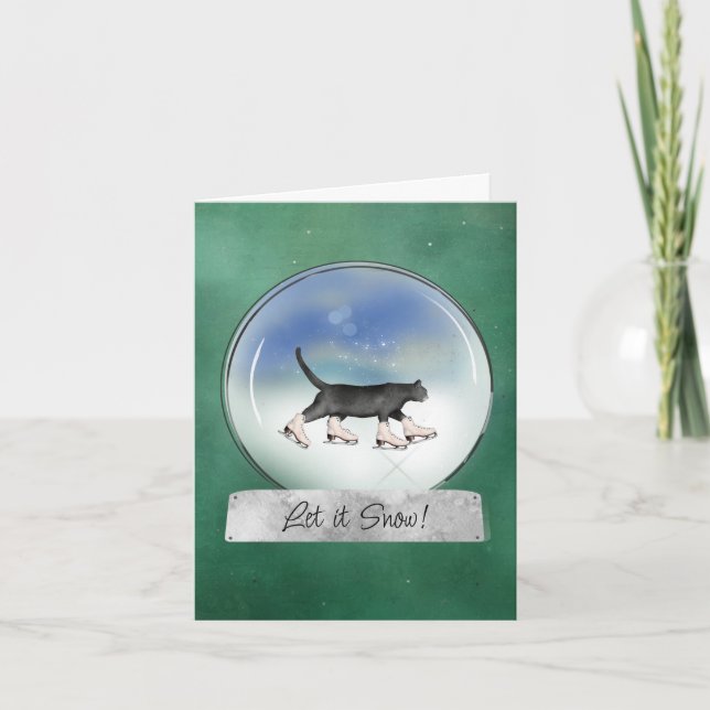 Carte de Noël avec boule à neige représentant un c (Devant)