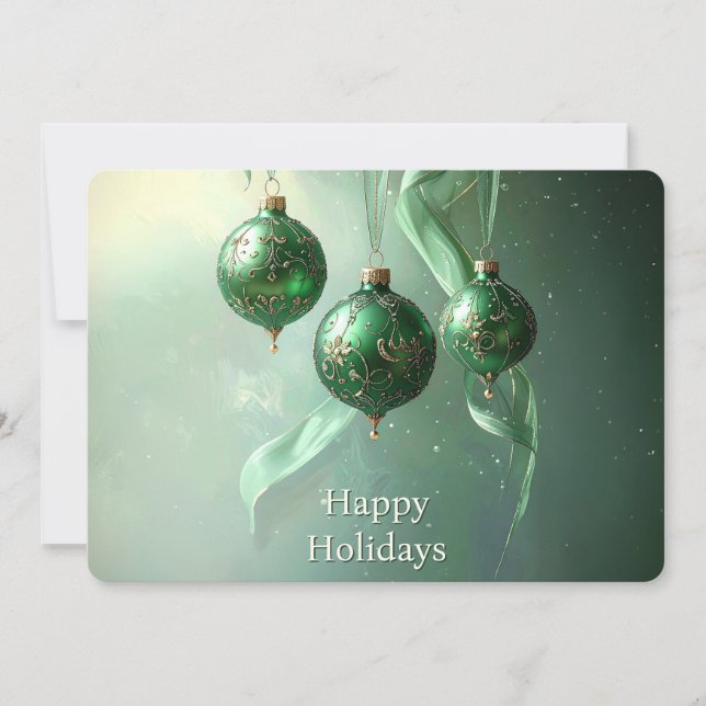 Carte de Noël avec boule de Noël verte (Devant)