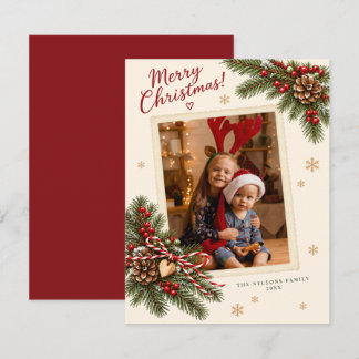 Carte de Noël avec branches de pin