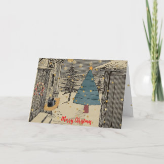 Carte de Noël avec chat noir