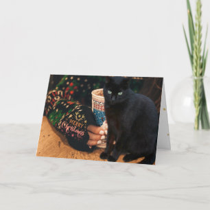 Carte de Noël avec chat noir