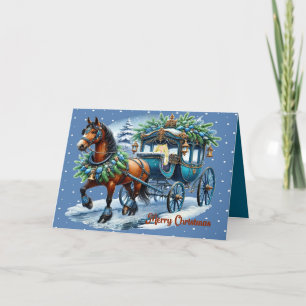 Carte de Noël avec Cheval & Buggy & Passager