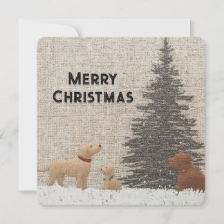 Carte de Noël avec Chiens & Arbre Couleur Neutre
