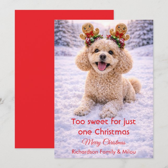 Carte de Noël avec citation douce de chien mignon  (Devant / Derrière)