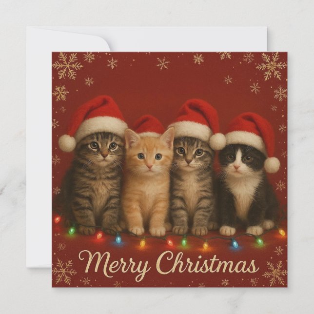 Carte de Noël avec de mignons chatons. (Devant)