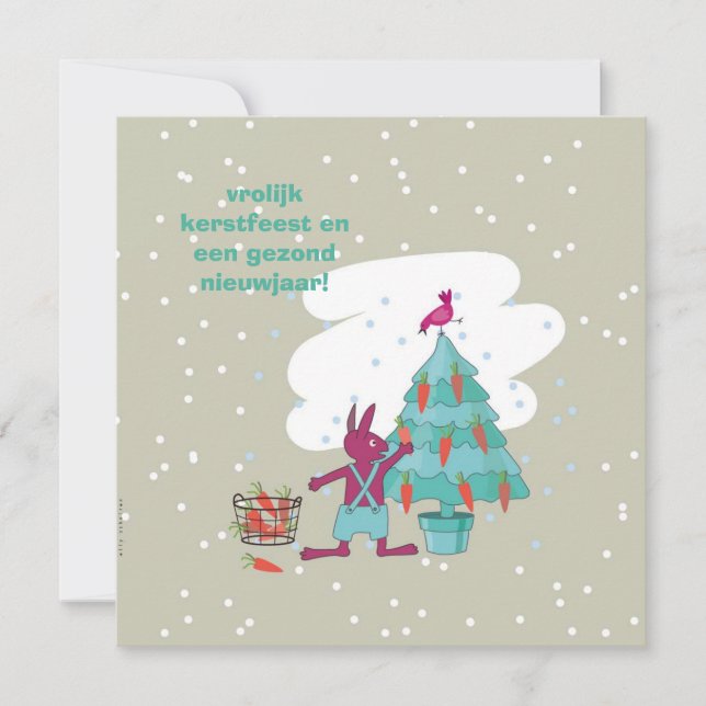 carte de Noël avec décoration de lapin et de carot (Devant)