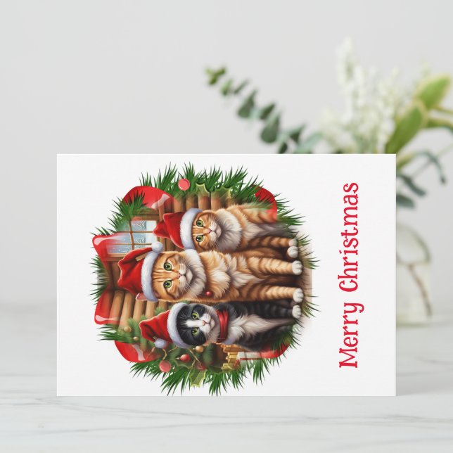 Carte de Noël avec des chatons mignons (Debout devant)