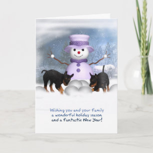 Carte de Noël avec des chiots de rottweiler - Wh