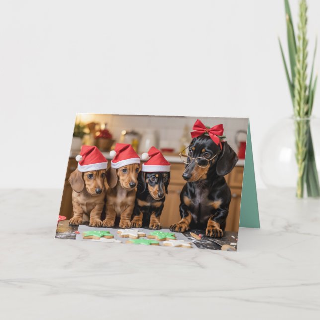 Carte de Noël avec des cookies de Noël de teckel m (Devant)