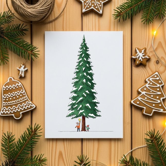 Carte de Noël avec des enfants adorables décorant  (Créateur téléchargé)