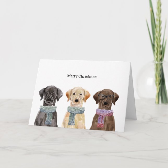 Carte de Noël avec des labradors d'hiver (Devant)