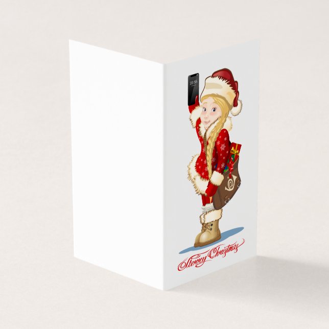 Carte de Noël avec dessin animé Snow Maiden - Post (Outside)