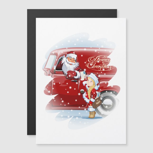 Carte de Noël avec dessin animé Snow Maiden - Post (Devant / Derrière)