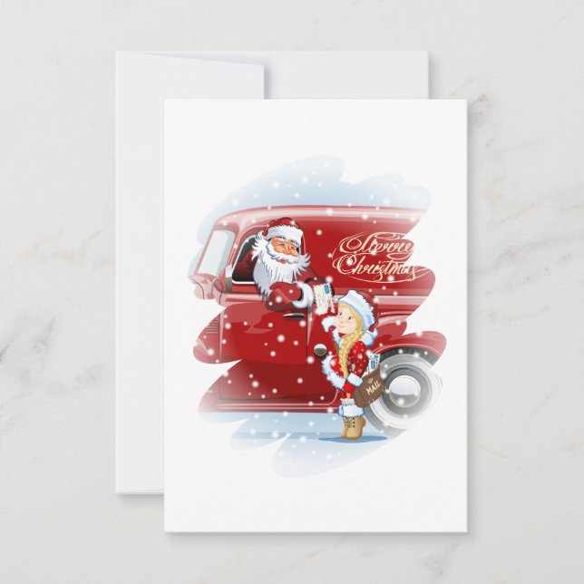 Carte de Noël avec dessin animé Snow Maiden - Post (Devant)