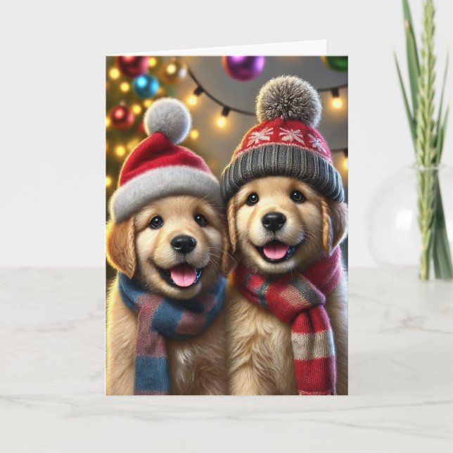 Carte de Noël avec deux chiens (Devant)