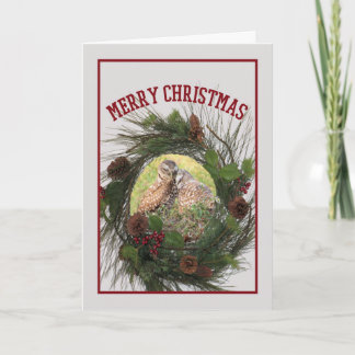 Carte de Noël avec deux Chouettes à l'aimer