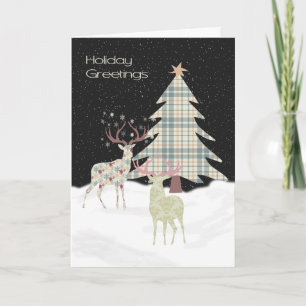 Carte de Noël avec deux concepteurs Deer & Tree