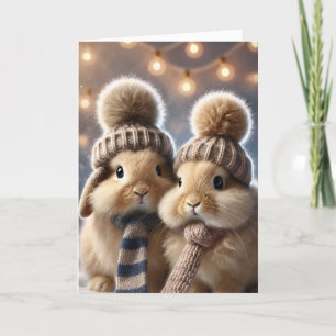 Carte de Noël avec deux lapins