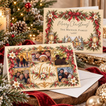 Carte de Noël avec écriture Joyeuse en or