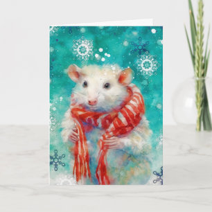 Carte de Noël avec empreinte de sarigue en multimé