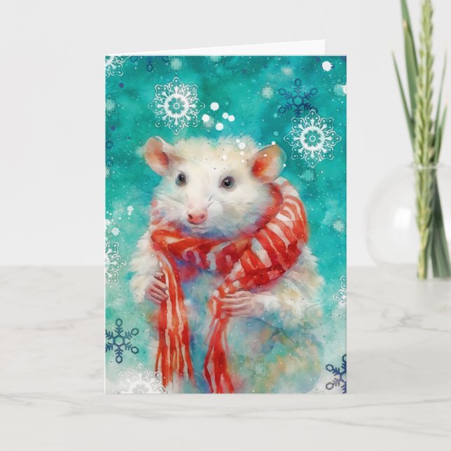 Carte de Noël avec empreinte de sarigue en multimé (Devant)