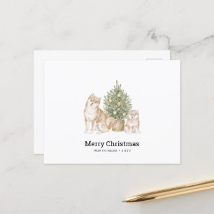 Carte de Noël avec famille de Chiens Shiba Inu