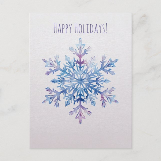 Carte de Noël avec flocon de neige à l'aquarelle (Devant)