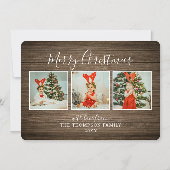 Carte de Noël avec fond en bois (Devant)