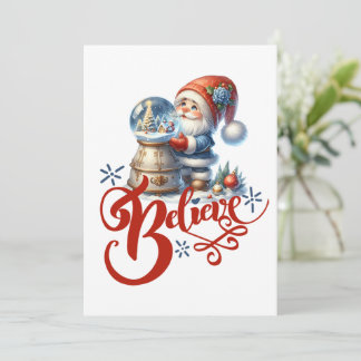 Carte de Noël avec gnome mignon et boule à neige