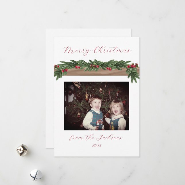 Carte de Noël avec guirlande de canneberges (Devant/Arrière en situation)