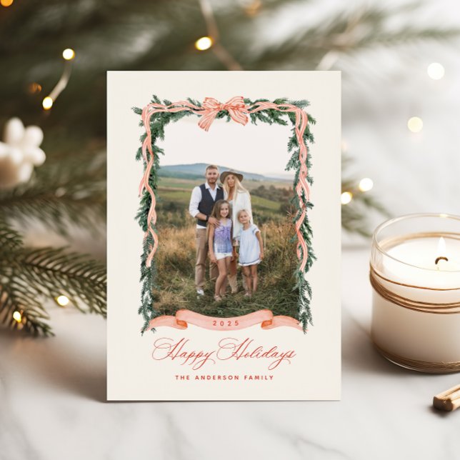 Carte de Noël avec guirlande pour photo de vacance (Créateur téléchargé)