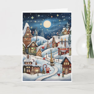 Carte de Noël avec illustration de village de Noël