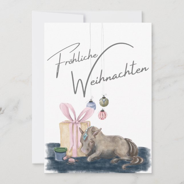 Carte de Noël avec image de cheval, cadeau de chev (Devant)