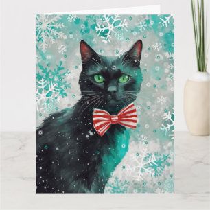 Carte de Noël avec Impression de Chat en Technique