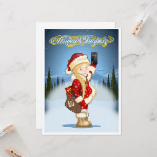 Carte de Noël avec la fée des neiges de dessin ani