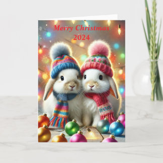 Carte de Noël avec lapins
