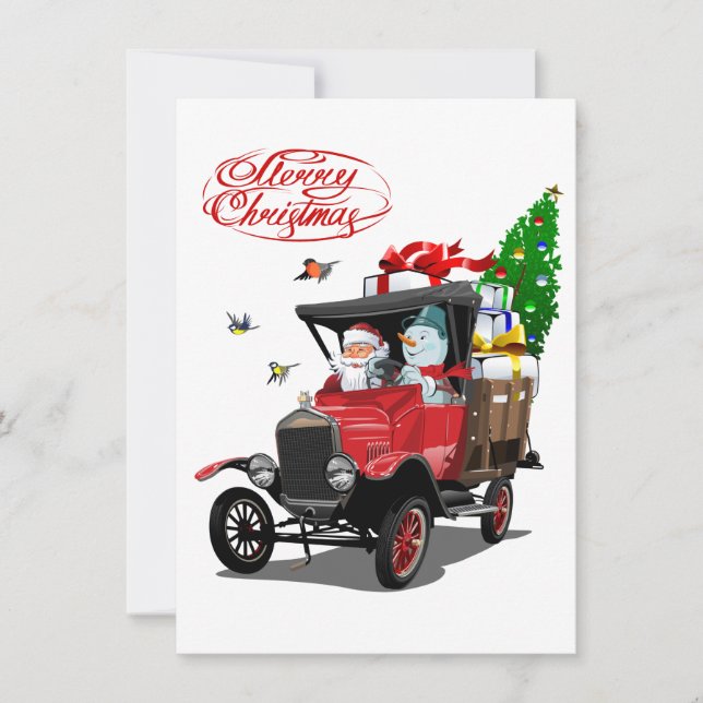 Carte de Noël avec le camion de Santa dessiné (Devant)