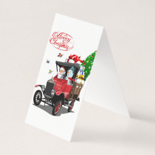 Carte de Noël avec le camion de Santa dessiné
