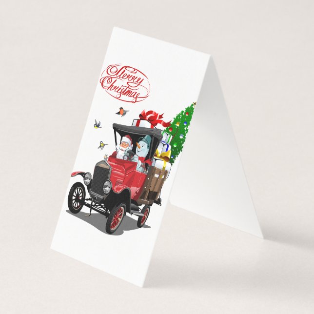 Carte de Noël avec le camion de Santa dessiné (Back)