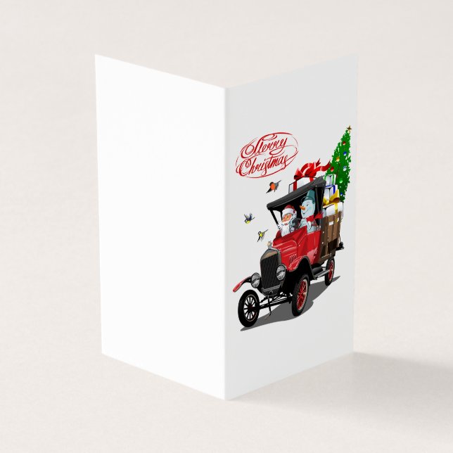 Carte de Noël avec le camion de Santa dessiné (Outside)