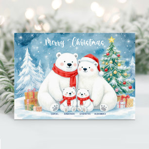 Carte de Noël avec le nom de la famille d'ours pol