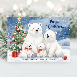 Carte de Noël avec le nom de la famille d'ours pol