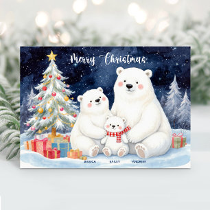 Carte de Noël avec le nom de la famille d'ours pol