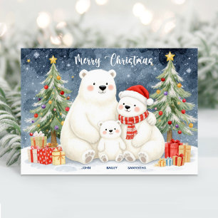 Carte de Noël avec le nom de la famille d'ours pol